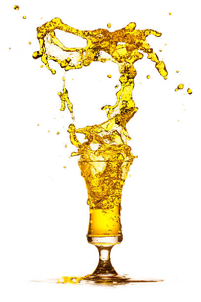 Yellow splashes  on a white background. stock photo