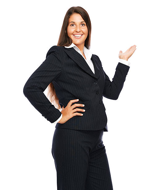 istock Business woman showing copy space 505586875