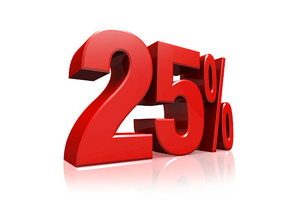 istock 3D render text in 25 percent in red 505586999