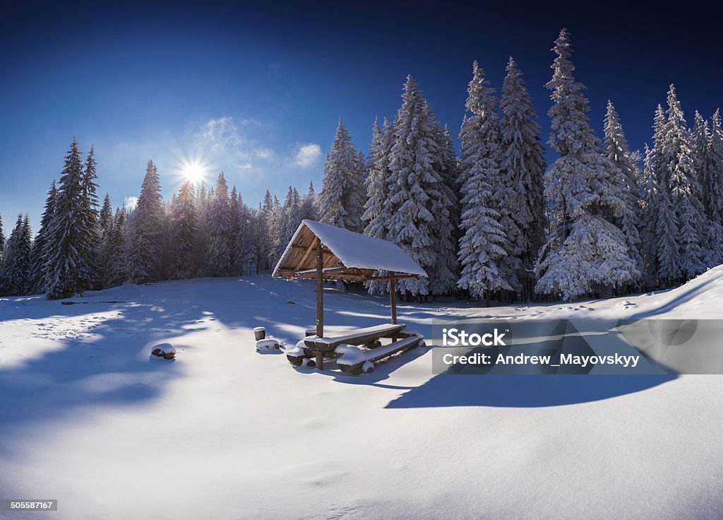 Winter fairy tale after heavy snowfall Winter fairy tale after heavy snowfall in the mountain forest Alcove Stock Photo