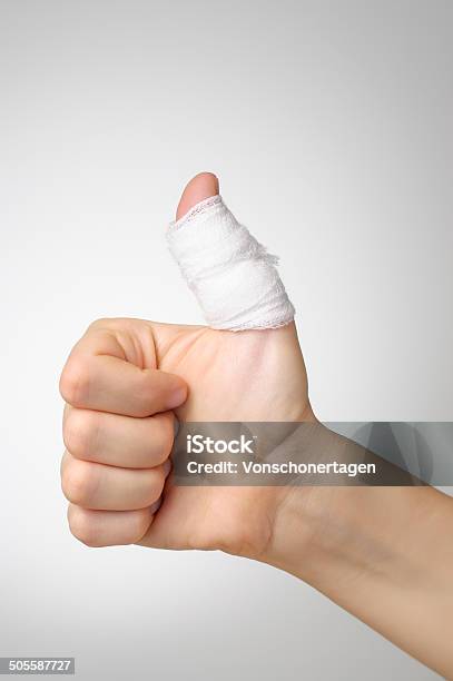 Injured Thumb With Bandage Stock Photo - Download Image Now - Bandage, Thumb, Women