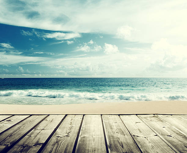 istock tropical beach and wooden platform 505588135