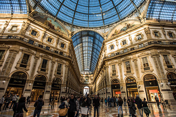 Milan, Italy 2016 - Newly refurbished Galleria Vittorio Emanuele II stock photo
