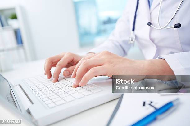 Computerization Of Healthcare System Stock Photo - Download Image Now - Doctor, Laptop, Desktop PC