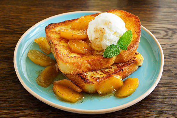istock French toast with caramel apples for breakfast. 505595264