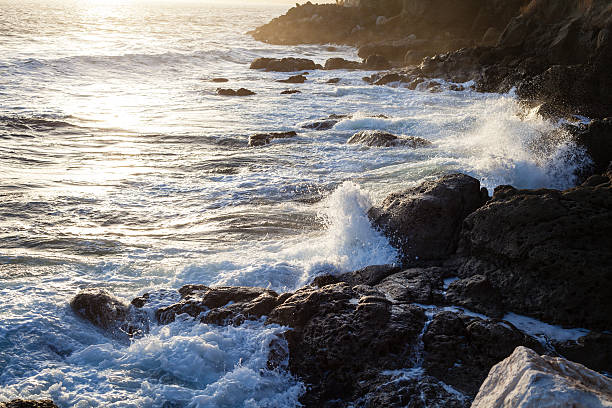 istock Sea Waves on the Rocks at Sunset 505596776