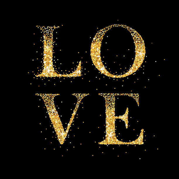 istock Love Card with Golden Glitter LOVE - Wedding, Valentine's Day 505597110
