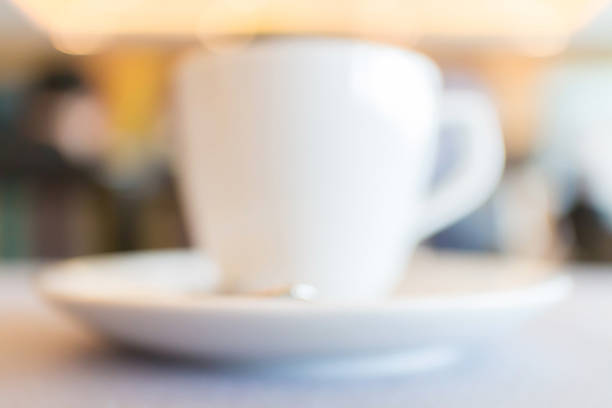 Blurred photo of tea cup is served in conference breaking time.