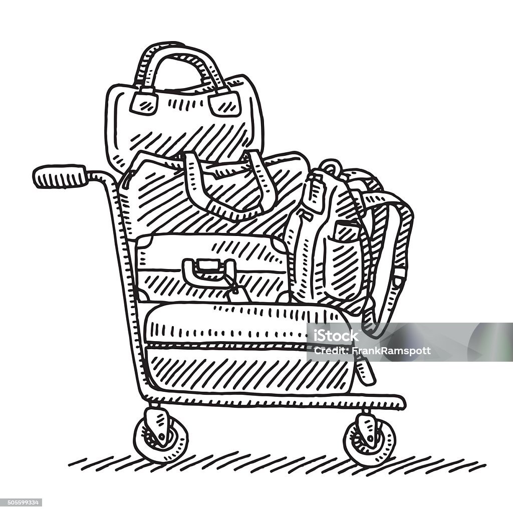 Baggage Trolley Drawing Hand-drawn vector drawing of a Baggage Trolley. Black-and-White sketch on a transparent background (.eps-file). Included files are EPS (v10) and Hi-Res JPG. Airplane stock vector