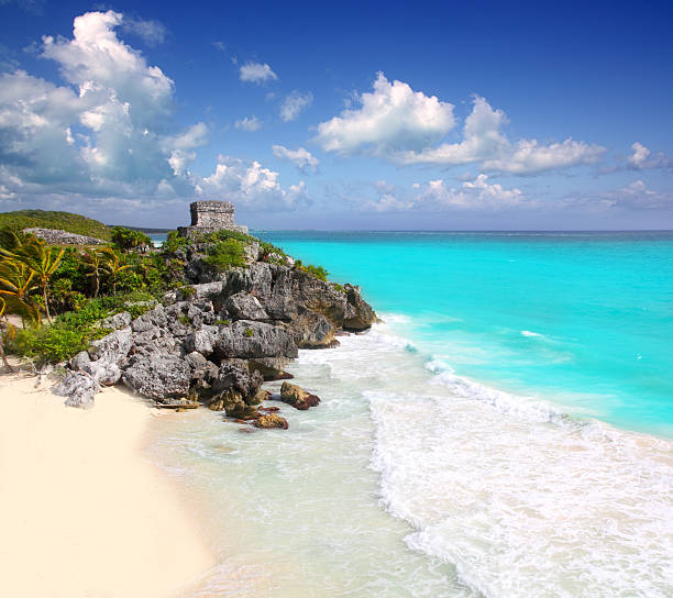 istock ancient Mayan ruins Tulum Caribbean turquoise 505599750