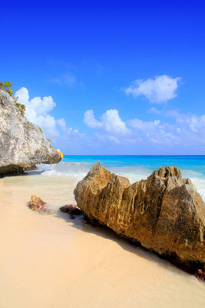 istock Caribbean beach in Tulum Mexico under Mayan ruins 505600460