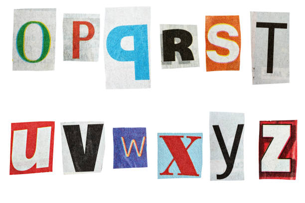 letras de jornal - letter text bribing alphabet imagens e fotografias de stock