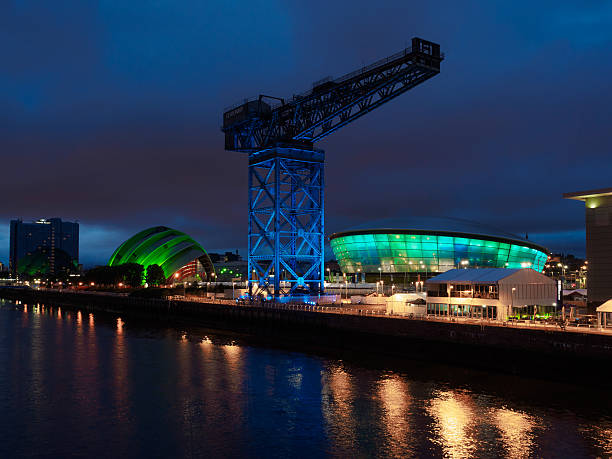 Glasgow at night. stock photo