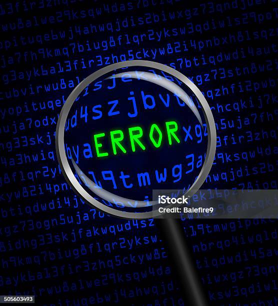 Error Revealed In Computer Code Through A Magnifying Glass Stock Photo ...
