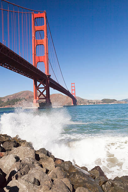 istock Golden Gate Bridge with the waves 505603619