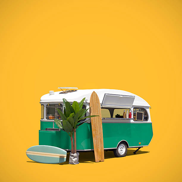 istock Food truck caravan isolated 505603932