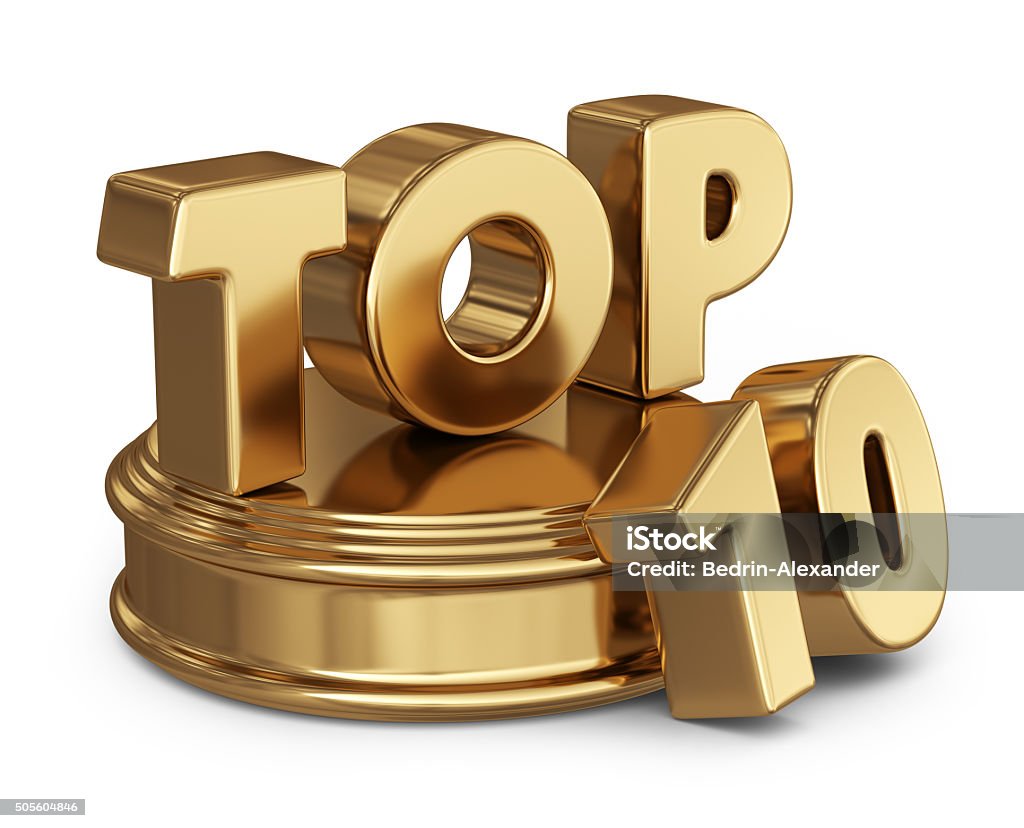 Golden top 10 de la liste. 3 D icône isolé - Photo de Liste de Top 10 libre de droits