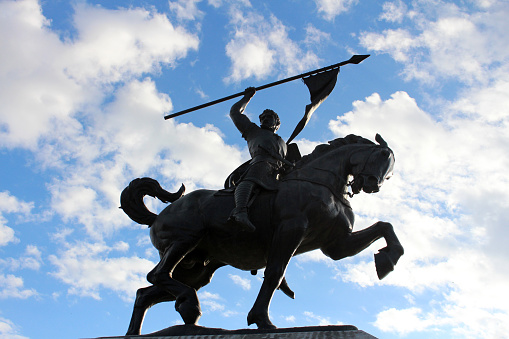 Last photo of the collection of the equestrian statue of EL Cid in the city of Seville