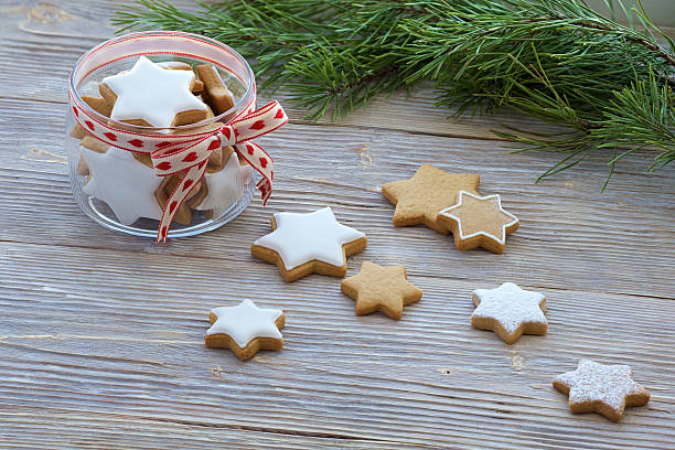 istock Gingerbread cookie in the shape of star in a jar 505605642