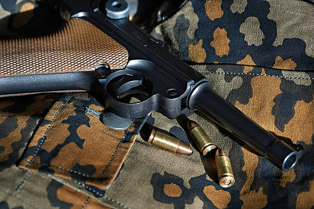 istock German Parabellum pistol with cartridges 505616303