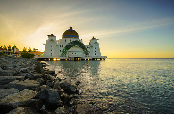 istock Majestic view of Malacca Straits Mosque during sunset 505617276