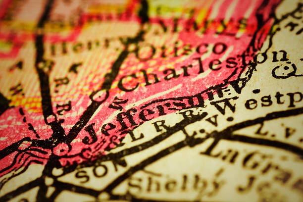 istock Jeffersonville, Indiana on an Antique map 505618110