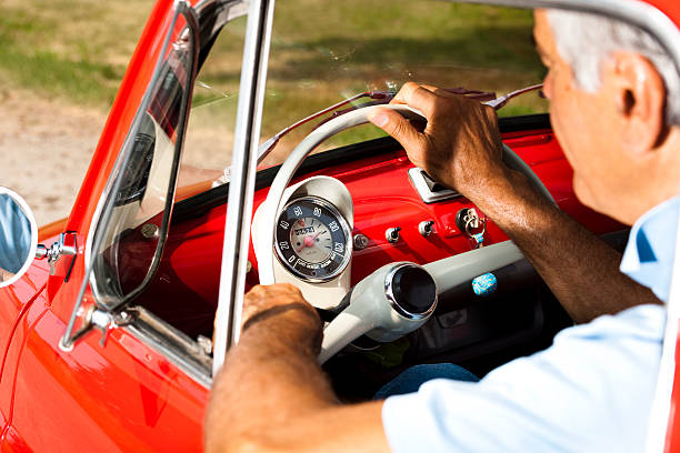 istock Senior Man In Vintage Car 505619935