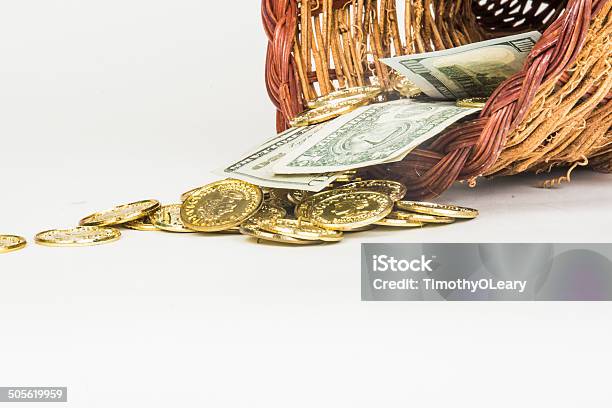 Cornucopia Of Gold And Cash Stock Photo - Download Image Now - Coin, Cornucopia, Currency