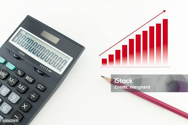 Office Pencil And A Calculator On White Background Stock Photo - Download Image Now - Analyzing, Blank, Calculating