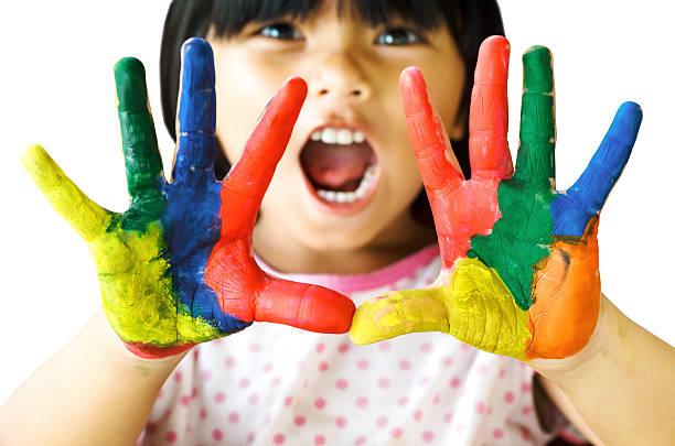 istock four year old girl with hands painted 505622013