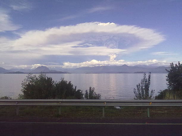 Eruption in Patagonian mountains stock photo