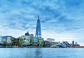 Shard on London skyline with clouds