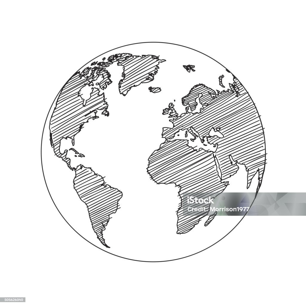 World map globe sketch vector World map globe sketch in vector format Globe - Navigational Equipment stock vector