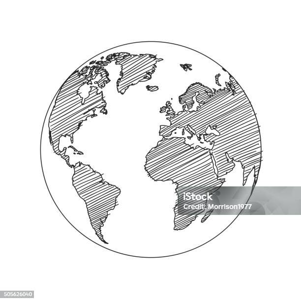 World Map Globe Sketch Vector Stock Illustration - Download Image Now - Globe - Navigational Equipment, World Map, Drawing - Activity