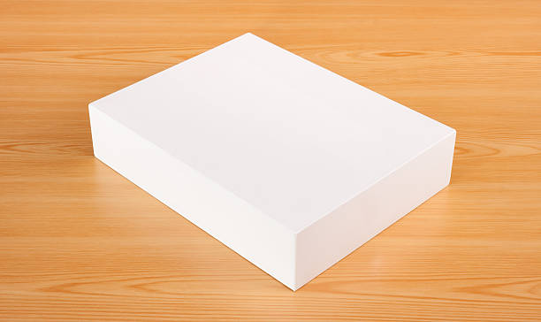 istock Blank white box mock up on wood background 505628032