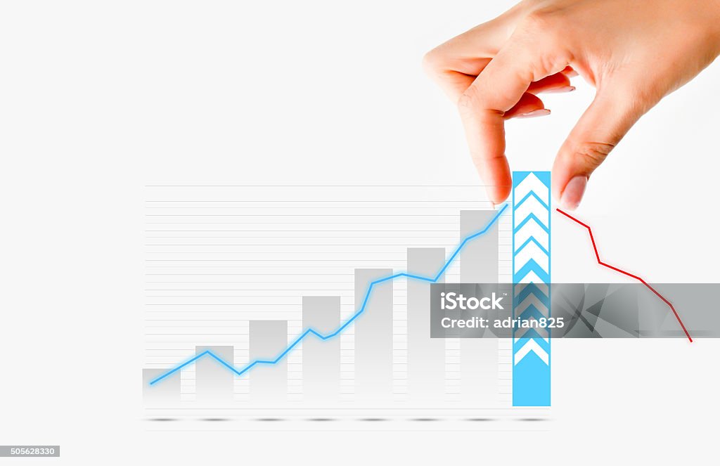 Menschliche hand ziehen Diagramm bar vor, die business - Lizenzfrei Aufführung Stock-Foto