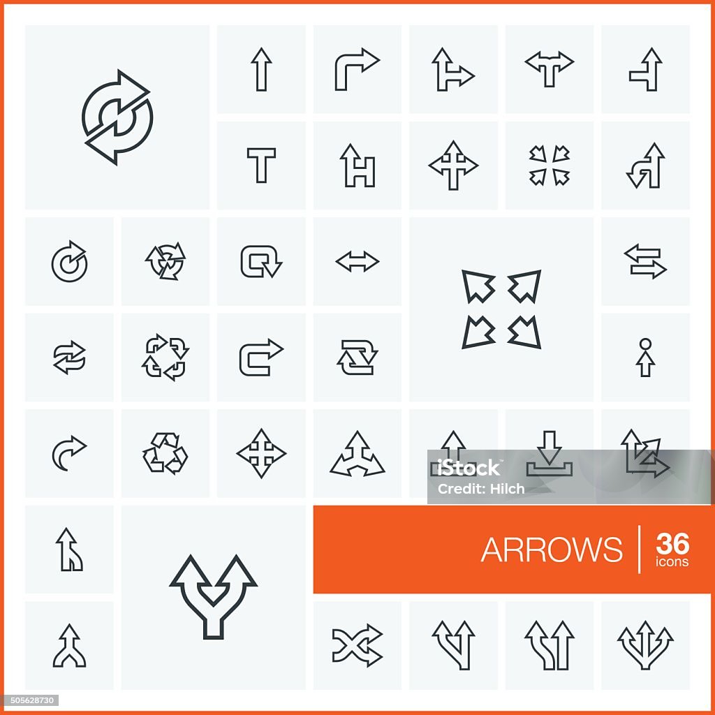 Vector thin line arrows icons set and graphic design elements Vector thin line icons set and graphic design elements. Illustration with arrows, direction and move outline symbols. Turn left, right, switch, undo linear pictogram Activity stock vector