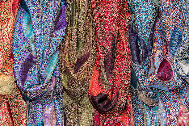 istock Different colors silk fabric detail 505630388
