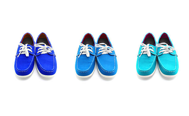 istock Different Blue color of man shoes 505632633