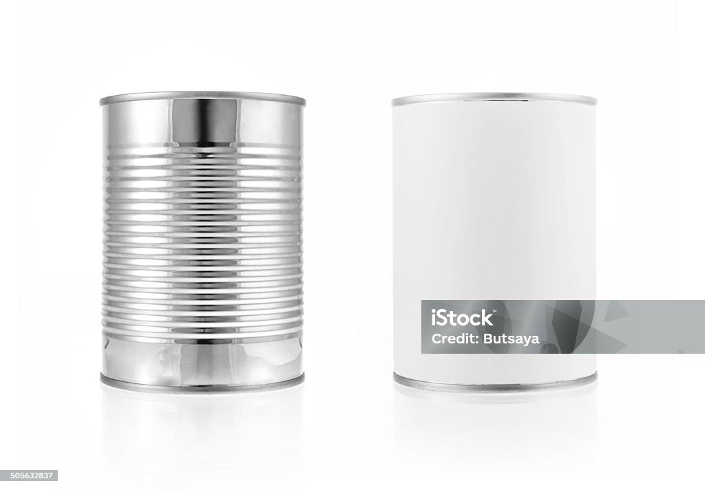 Close-up various metal and white tin can. Include clipping path Close-up various metal and white tin can on white background separated shot. Include clipping path in both object. Can Stock Photo