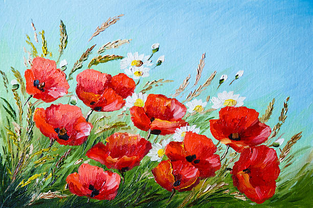 istock oil painting - poppies in the field 505634239