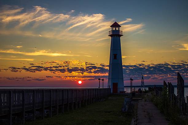 istock Lighthouse Sunset On The Lake Huron In St. Ignace Michigan 505634517