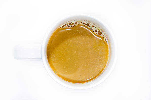 istock Top view of a cup of coffee, isolate on white 505635071