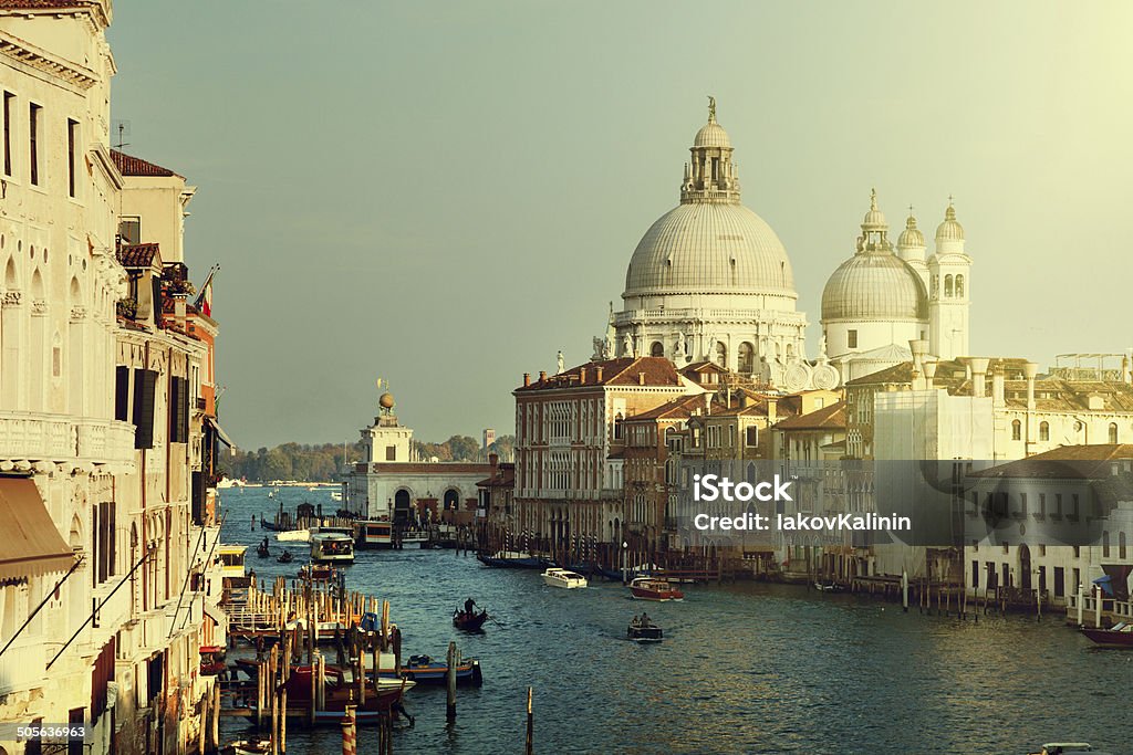 Grand Canal and Basilica Santa Maria della Salute, Venice, Italy Architecture Stock Photo