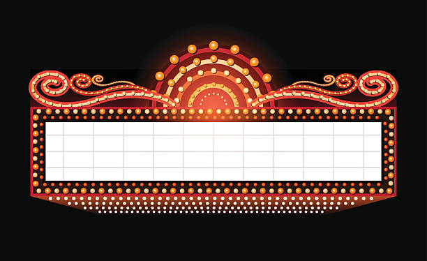 istock Brightly theater glowing retro cinema neon sign 505638438