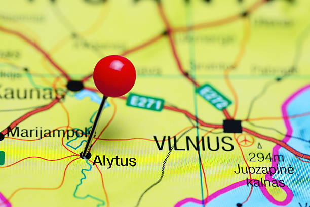 istock Alytus pinned on a map of Lithuania 505640680