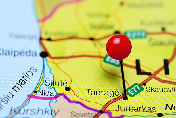 istock Taurage pinned on a map of Lithuania 505641224
