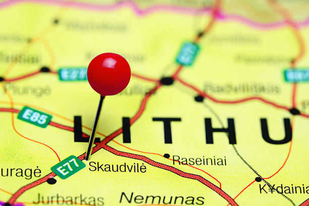 istock Skaudvile pinned on a map of Lithuania 505641324