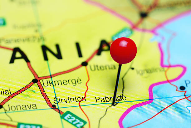 istock Pabrade pinned on a map of Lithuania 505641592