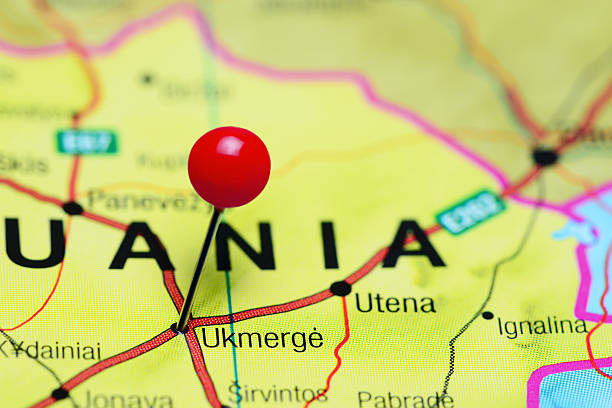 istock Ukmerge pinned on a map of Lithuania 505641772